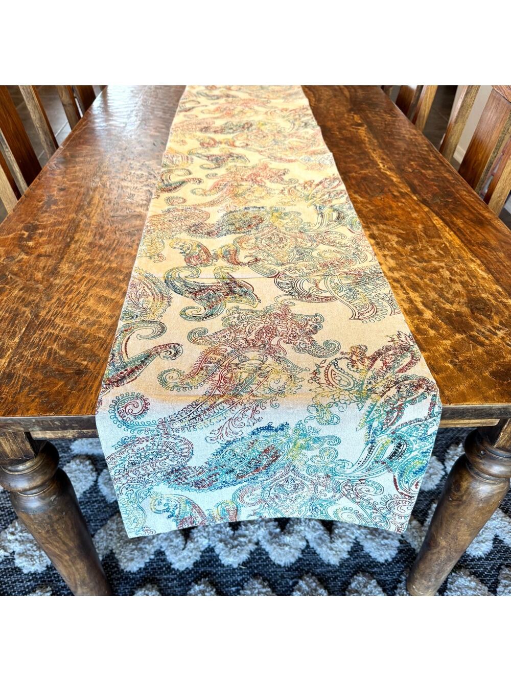 World Market Table Runner 100% Cotton Paisley Multicolor 16 X 90" in EUC